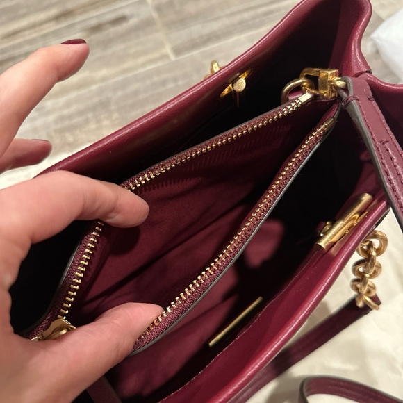 NWOT Tory Burch Quilted Burgundy Leather Fleming Bag - Picture 8 of 10